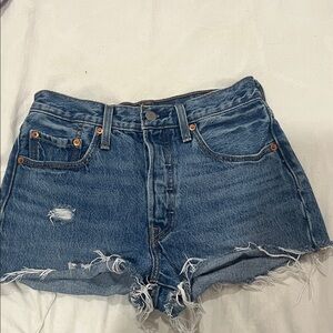 Levi's Classic Blue Frayed Jean Shorts